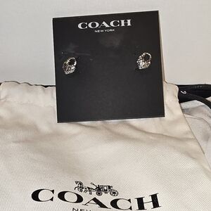 Coach Crystal Silver Lock Earrings Nwt